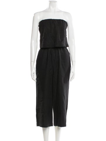 Pre-owned Joie Linen Strapless Jumpsuit In Black