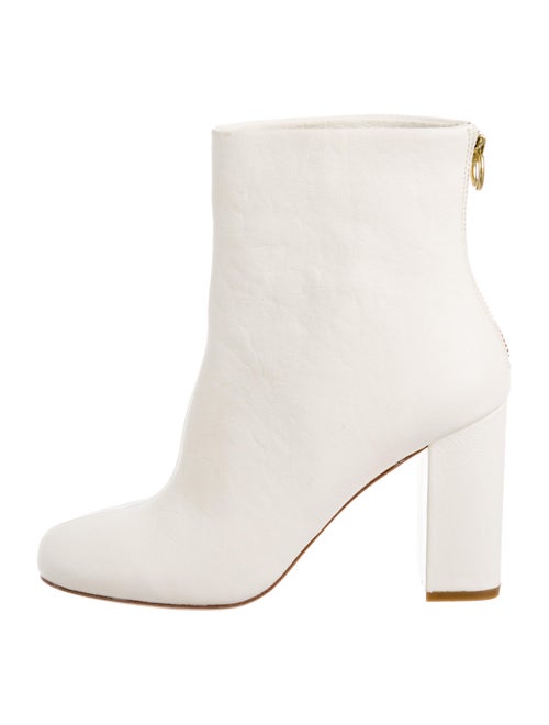 Joie Leather Square-Toe Ankle Boots white