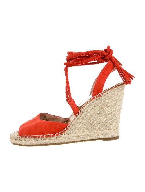 Joie Suede Wedge Espadrilles Orange