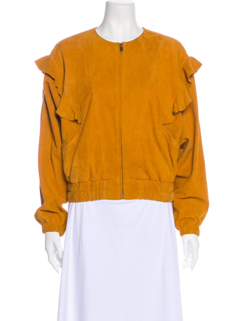 Joie Lamb Leather Bomber Jacket Orange