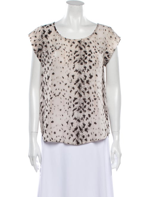 Joie Silk Animal Print Blouse White