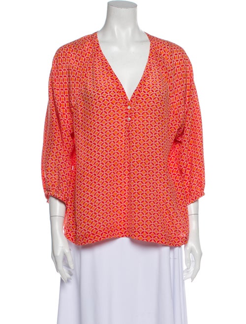 Joie Silk Printed Blouse Orange