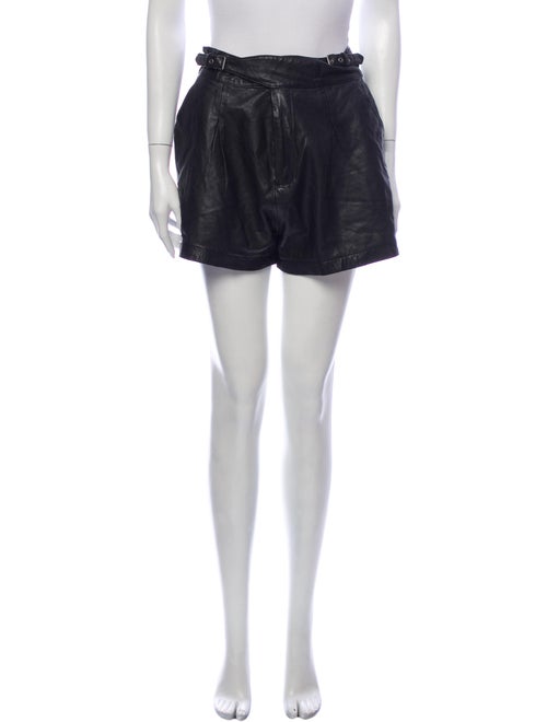 Joie Lamb Leather Mini Shorts Black