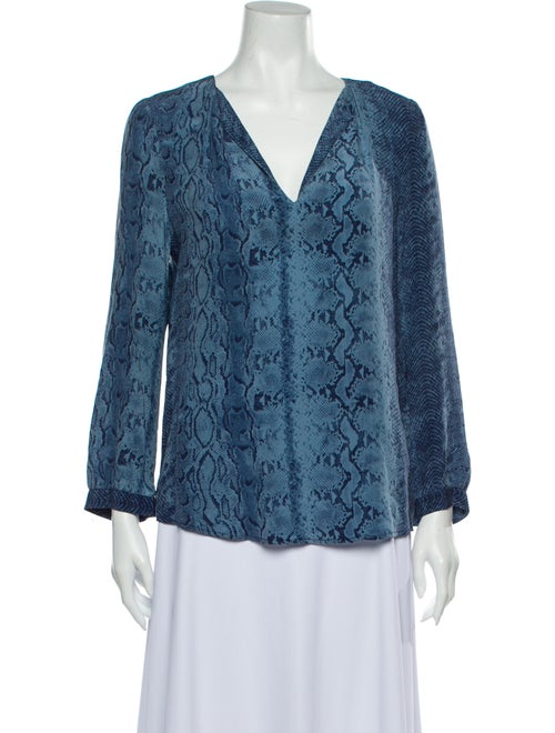 Joie Silk Animal Print Blouse Blue
