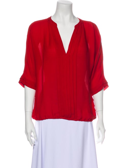 Joie Silk V-Neck Blouse Red