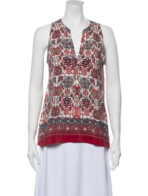 Joie Silk Printed Blouse Red