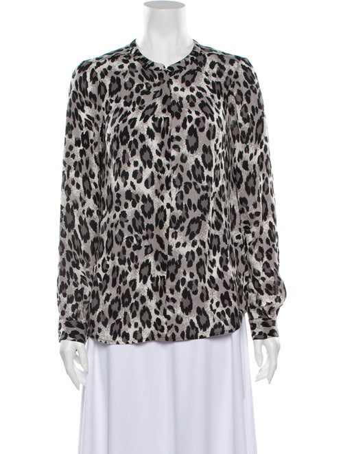 Joie Silk Animal Print Blouse Grey