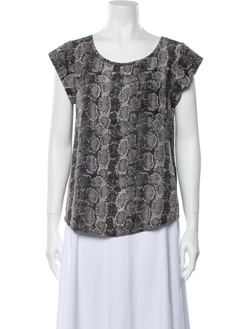 Joie Silk Animal Print Blouse Grey