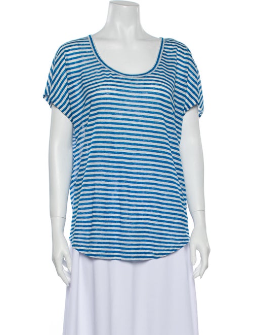 Joie Linen Striped T-Shirt Blue