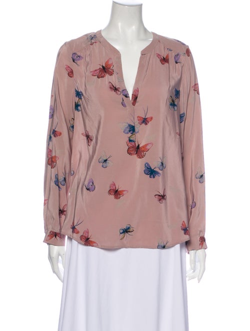 Joie Silk Floral Print Blouse Purple