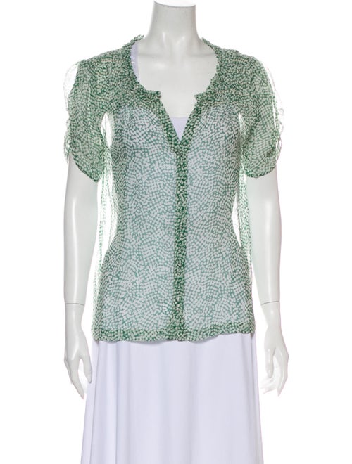 Joie Silk Printed Blouse Green