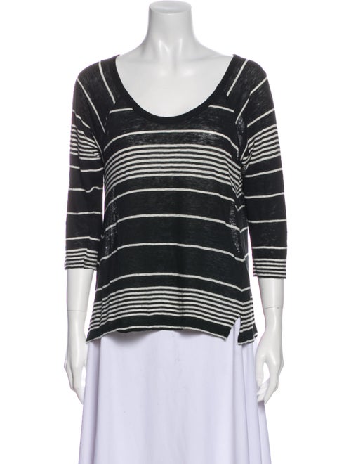 Joie Linen Striped T-Shirt Black