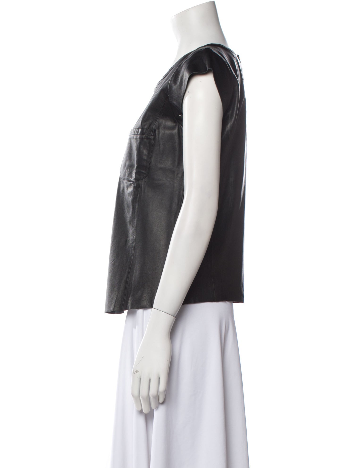 Joie Leather Scoop Neck Crop Top