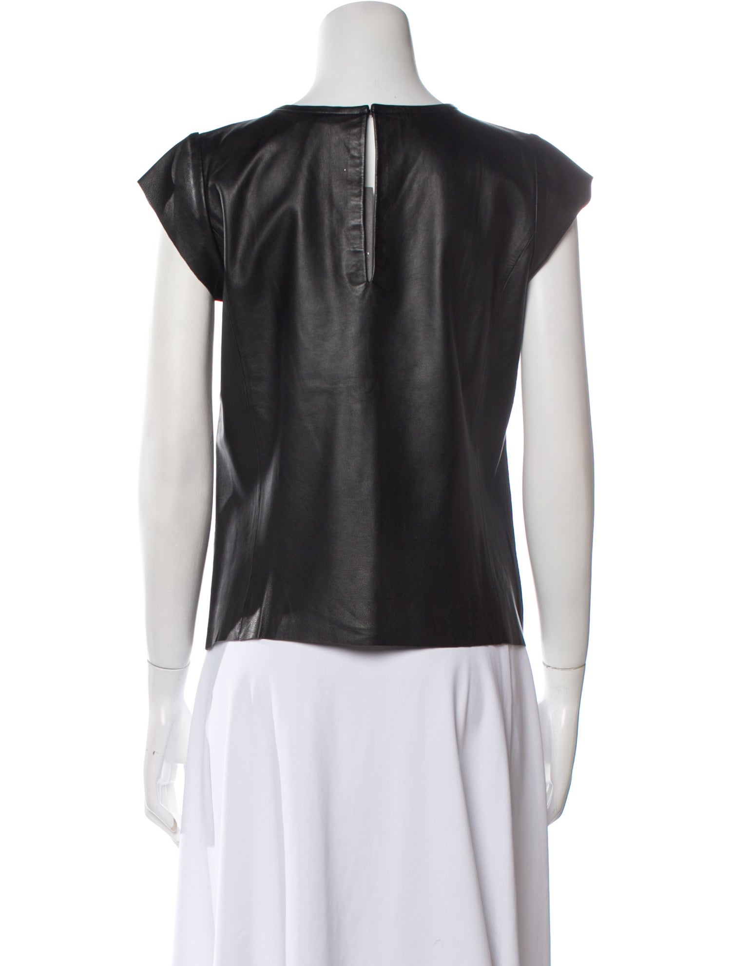 Joie Leather Scoop Neck Crop Top