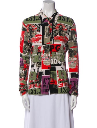 JPG Jeans Printed Long Sleeve Button-Up Top