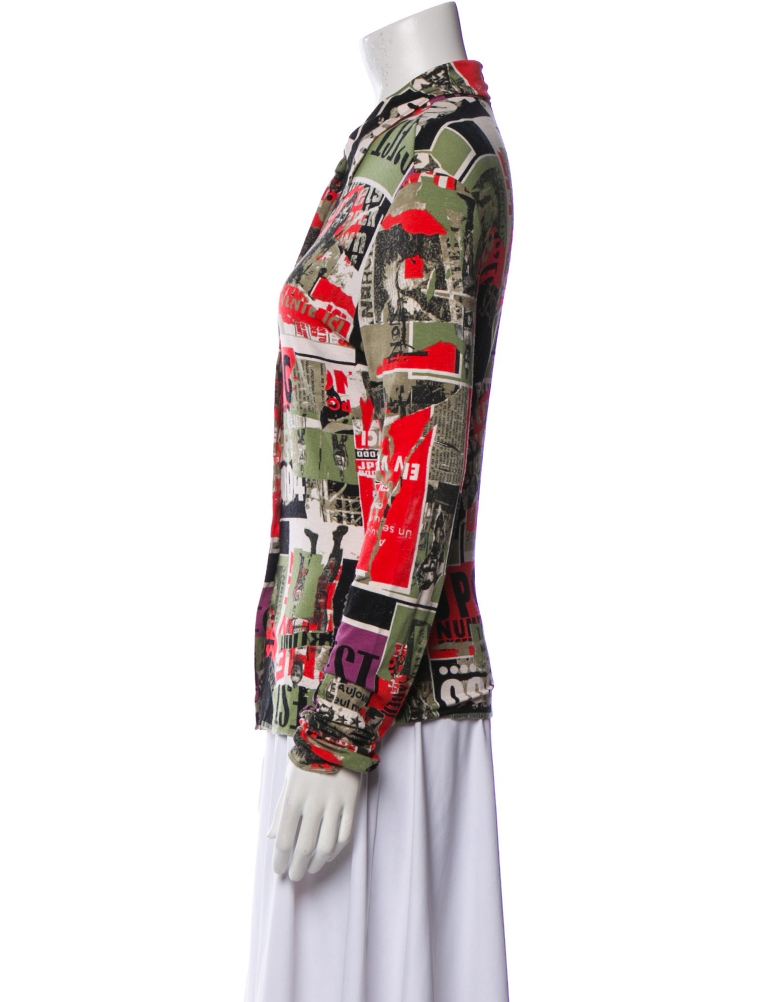 JPG Jeans Printed Long Sleeve Button-Up Top