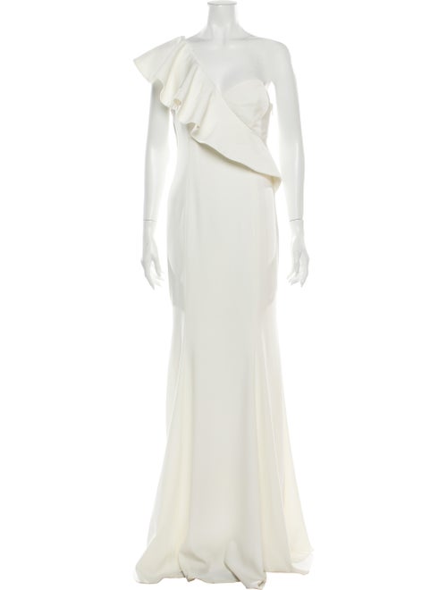 Jay Godfrey One-Shoulder Long Dress White