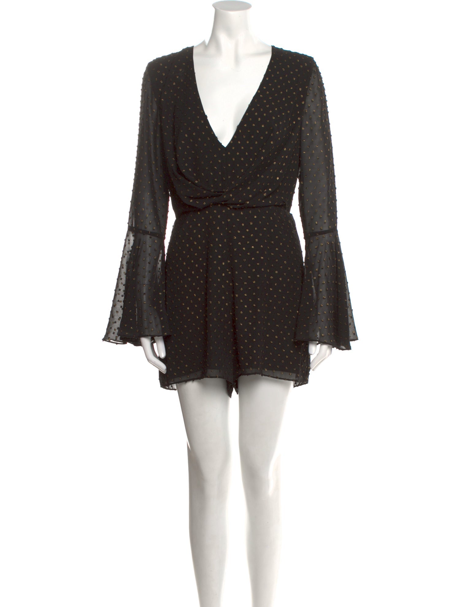Jay Godfrey Polka Dot Print V-Neck Romper