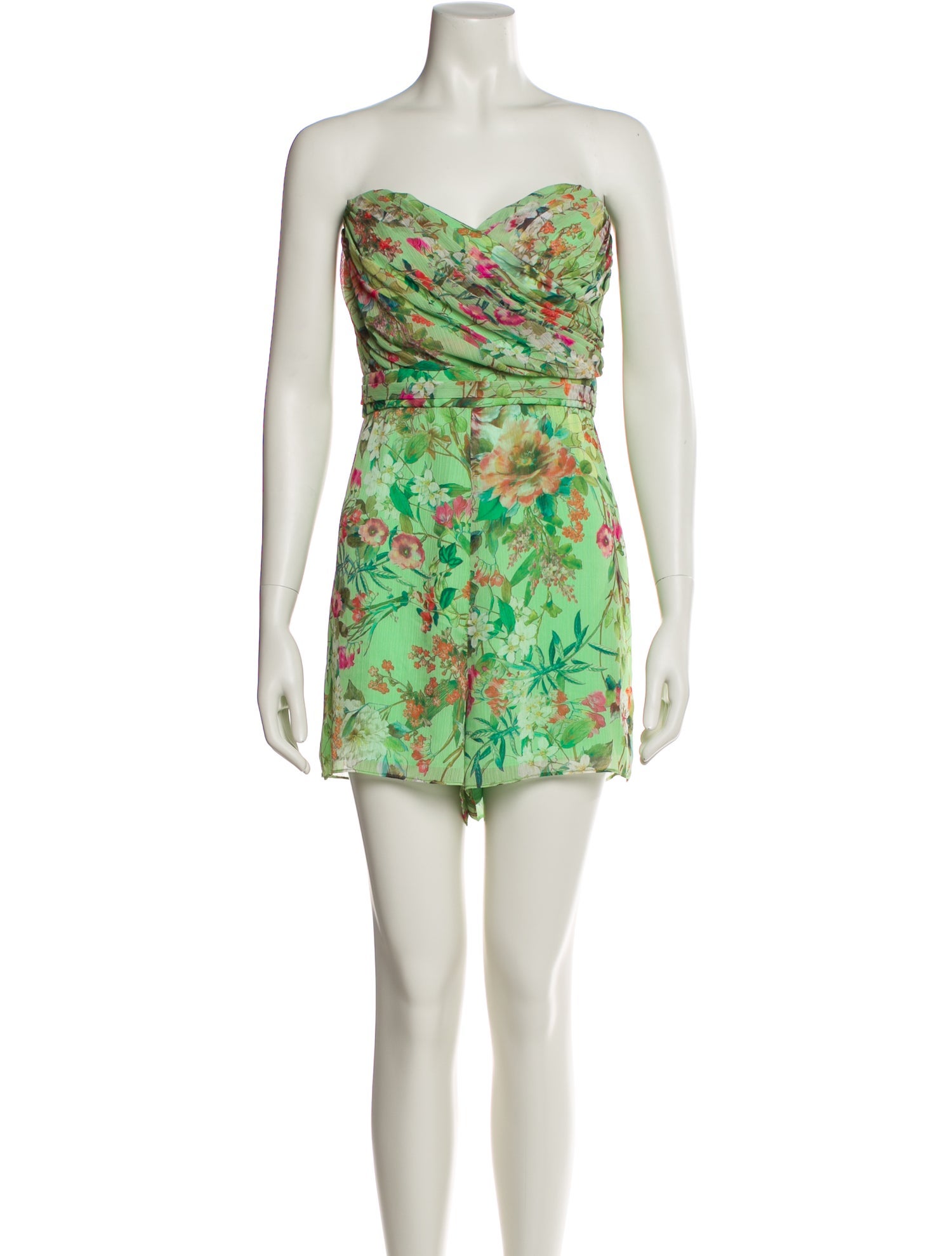 Jay Godfrey Floral Print Strapless Romper