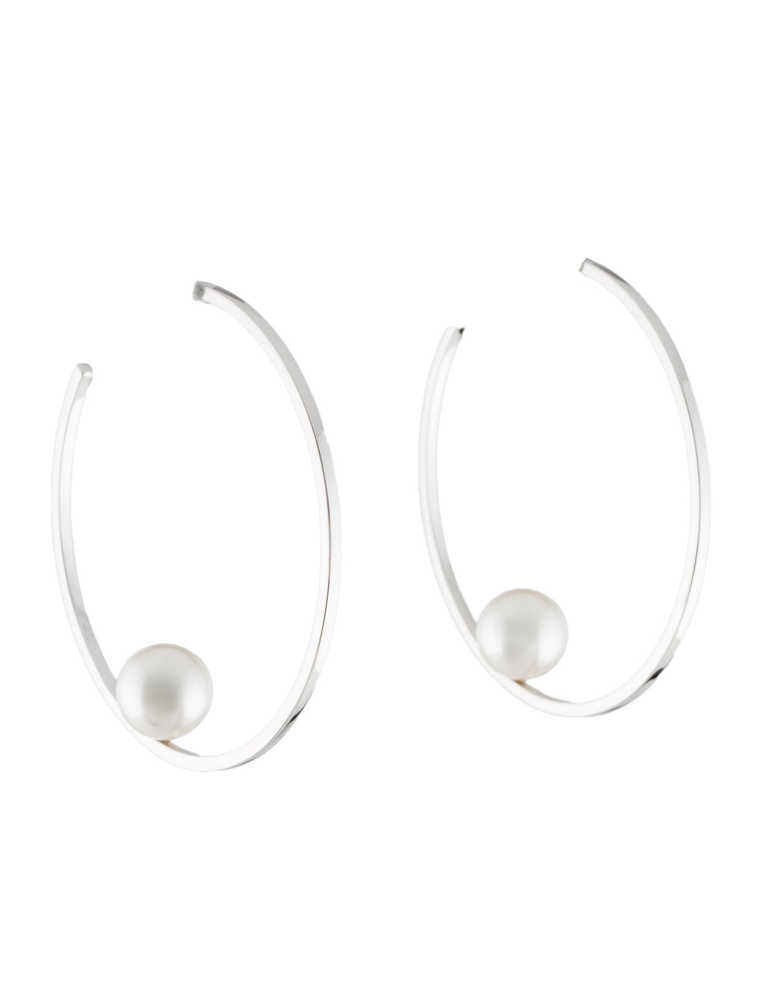 Janis Savitt Faux Pearl Oprah's Floating Hoop Earrings