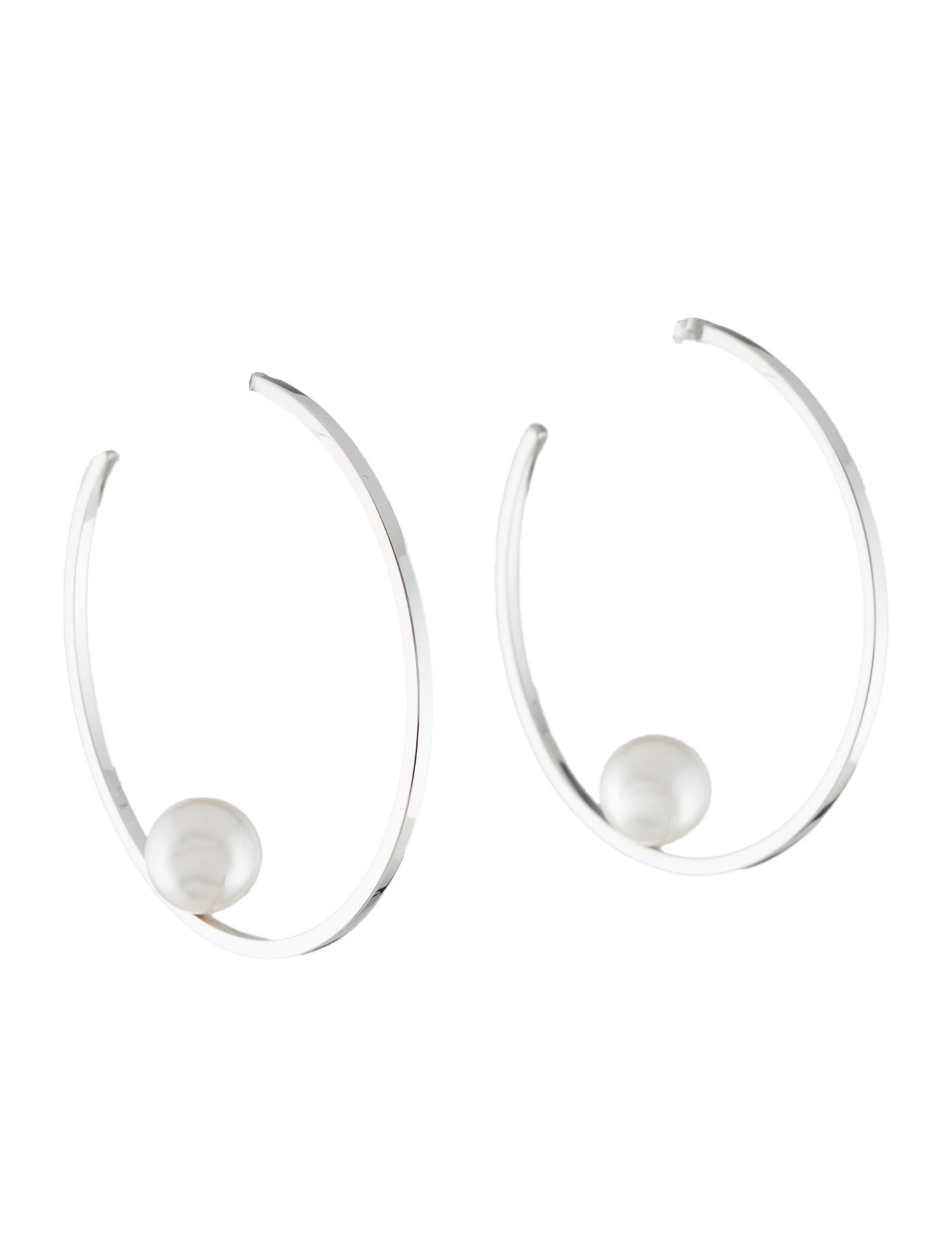 Janis Savitt Faux Pearl Oprah's Floating Hoop Earrings