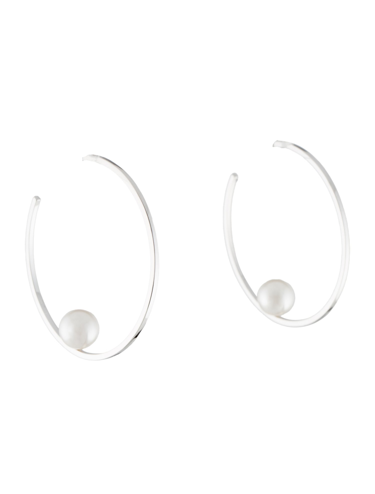 Janis Savitt Faux Pearl Oprah's Floating Hoop Earrings