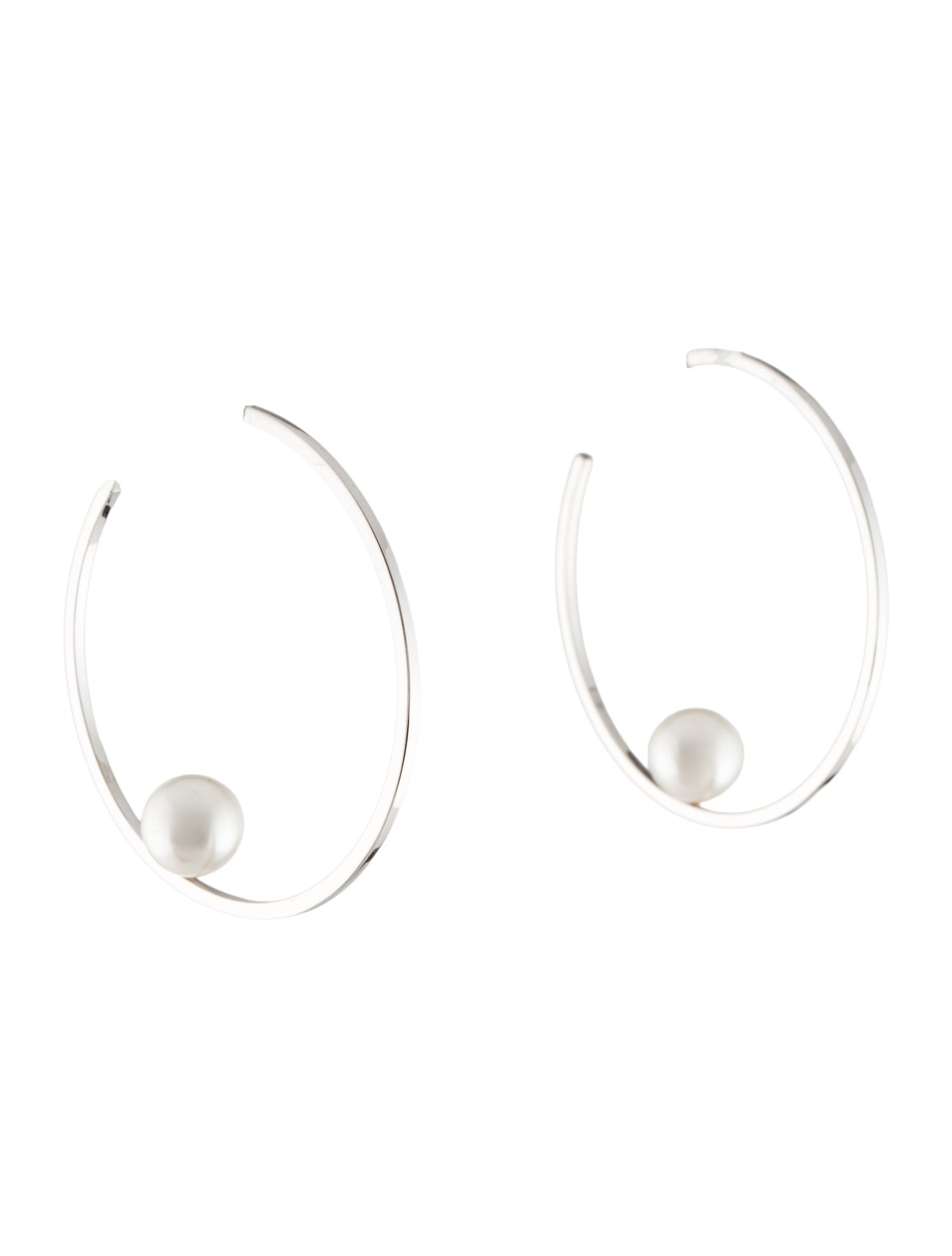 Janis Savitt Faux Pearl Oprah's Floating Hoop Earrings