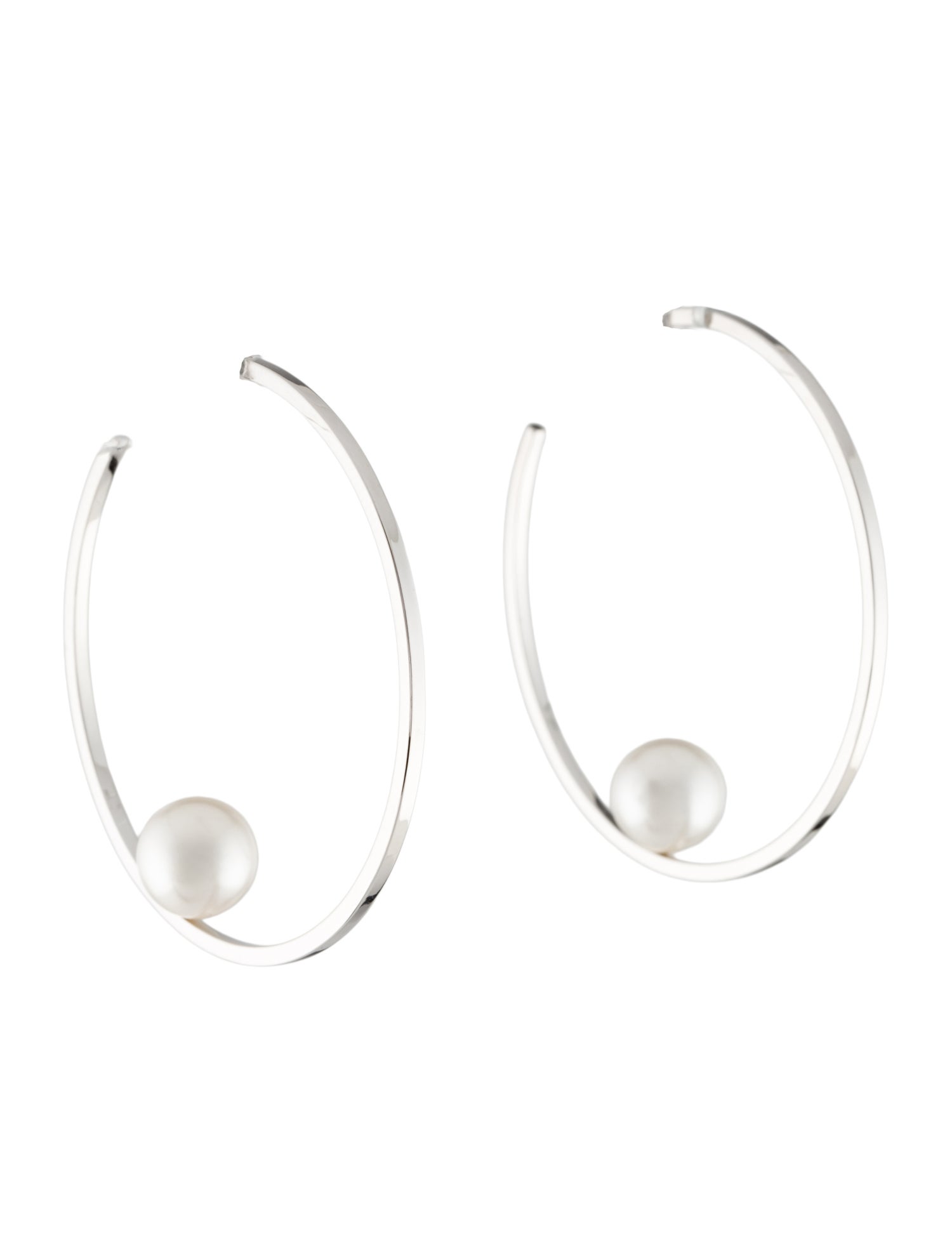 Janis Savitt Faux Pearl Oprah's Floating Hoop Earrings
