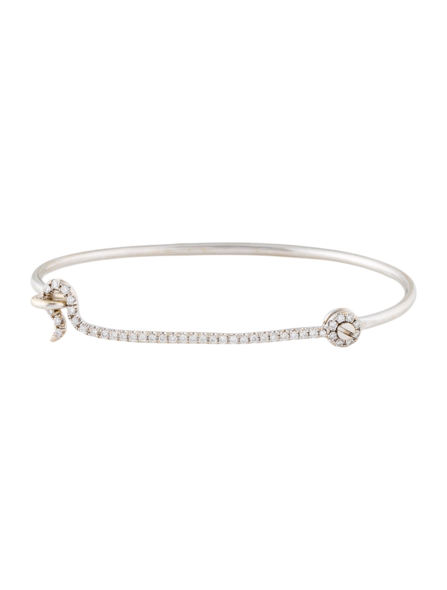 Janis Savitt 18K Diamond Hook Bangle Bracelet