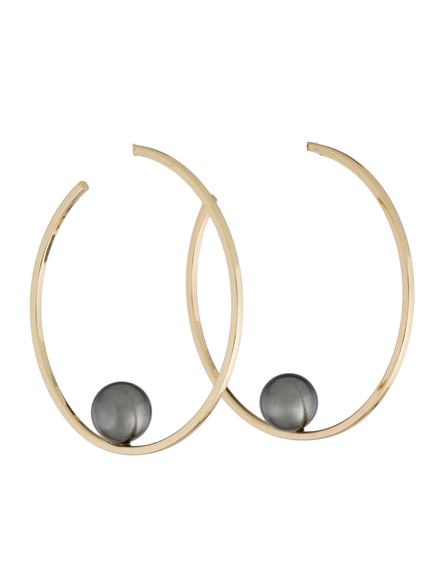 Janis Savitt Faux Pearl Hoop Earrings