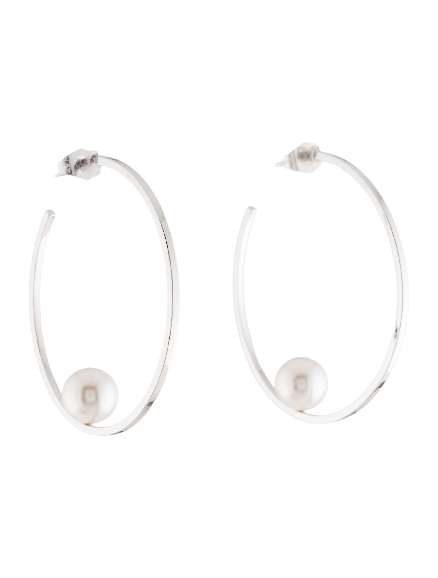Janis Savitt Faux Pearl Oprah's Floating Hoop Earrings