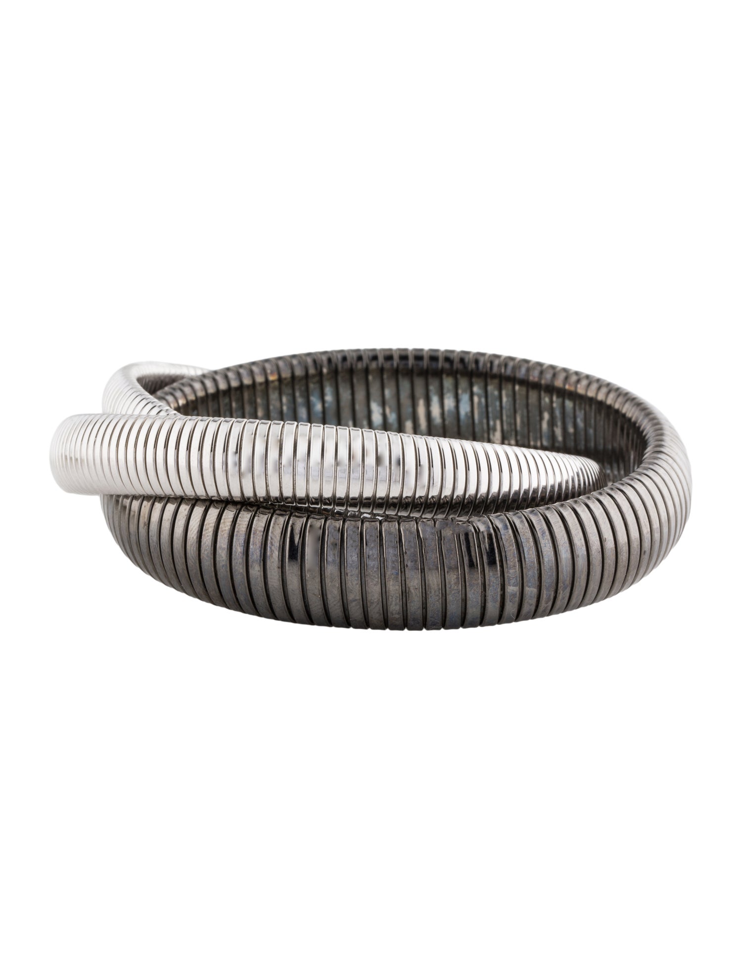 Janis Savitt Two-Tone Large Triple Twist Cobra Bangle Bracelet
