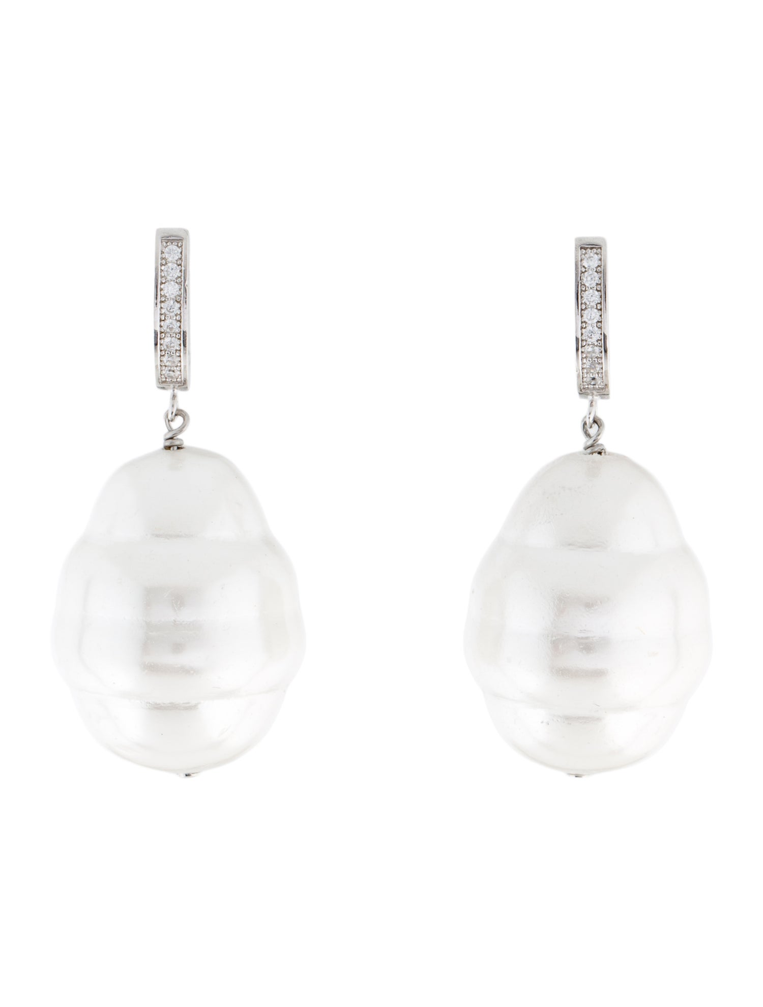 Janis Savitt Faux Pearl & Cubic Zirconia Oprah's Favorite Drop Earrings