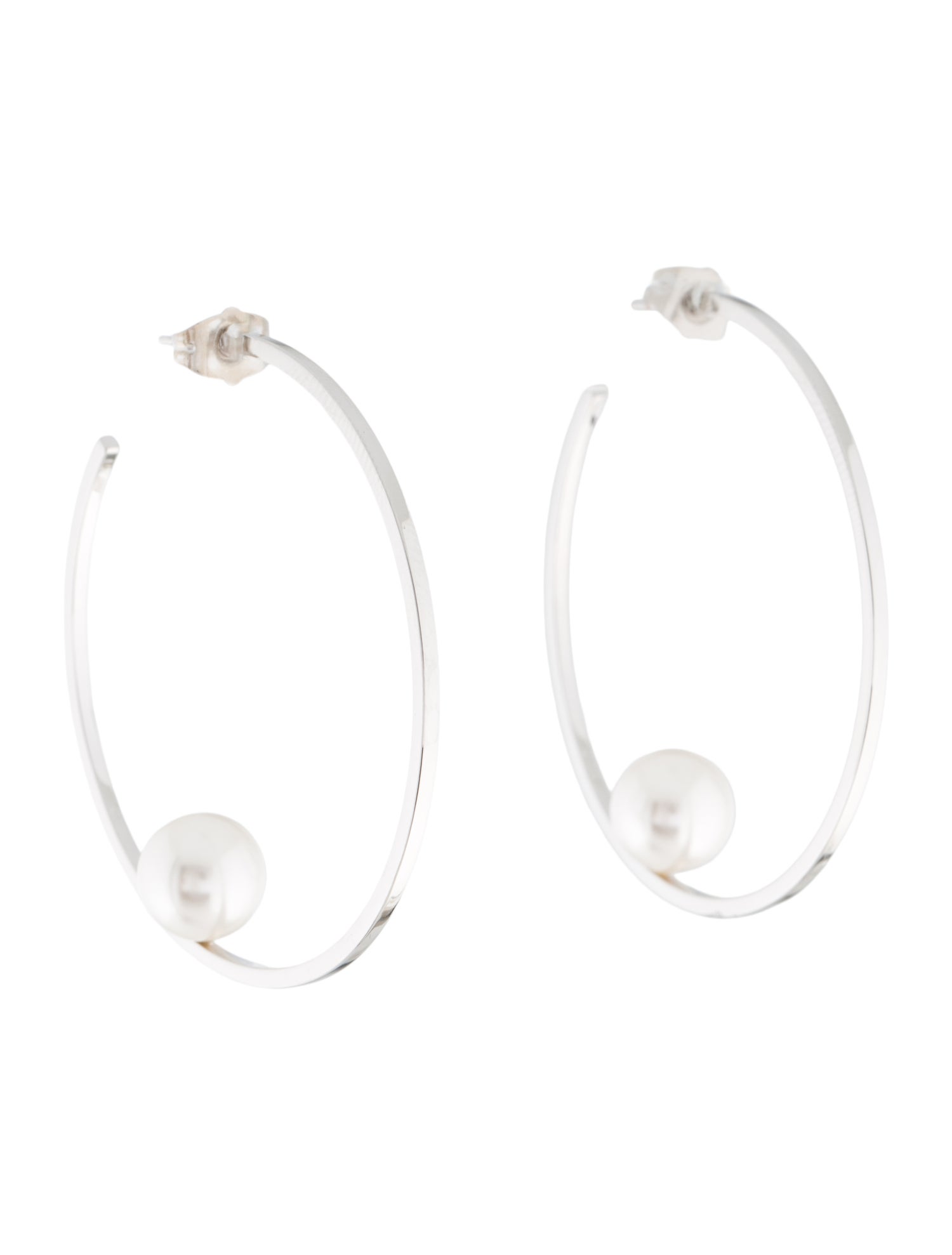 Janis Savitt Faux Pearl Oprah's Favorite Floating Hoop Earrings