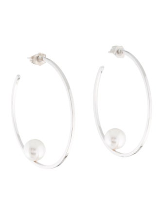 Janis Savitt Faux Pearl Oprah's Favorite Floating Hoop Earrings
