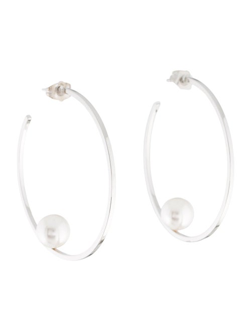 Janis Savitt Faux Pearl Oprah's Favorite Floating Hoop Earrings