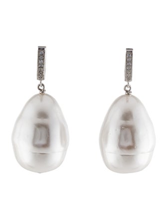 Janis Savitt Oprah's Favorite Faux Pearl & Cubic Zirconia Drop Earrings