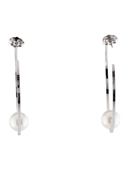 Janis Savitt Faux Pearl Hoop Earrings