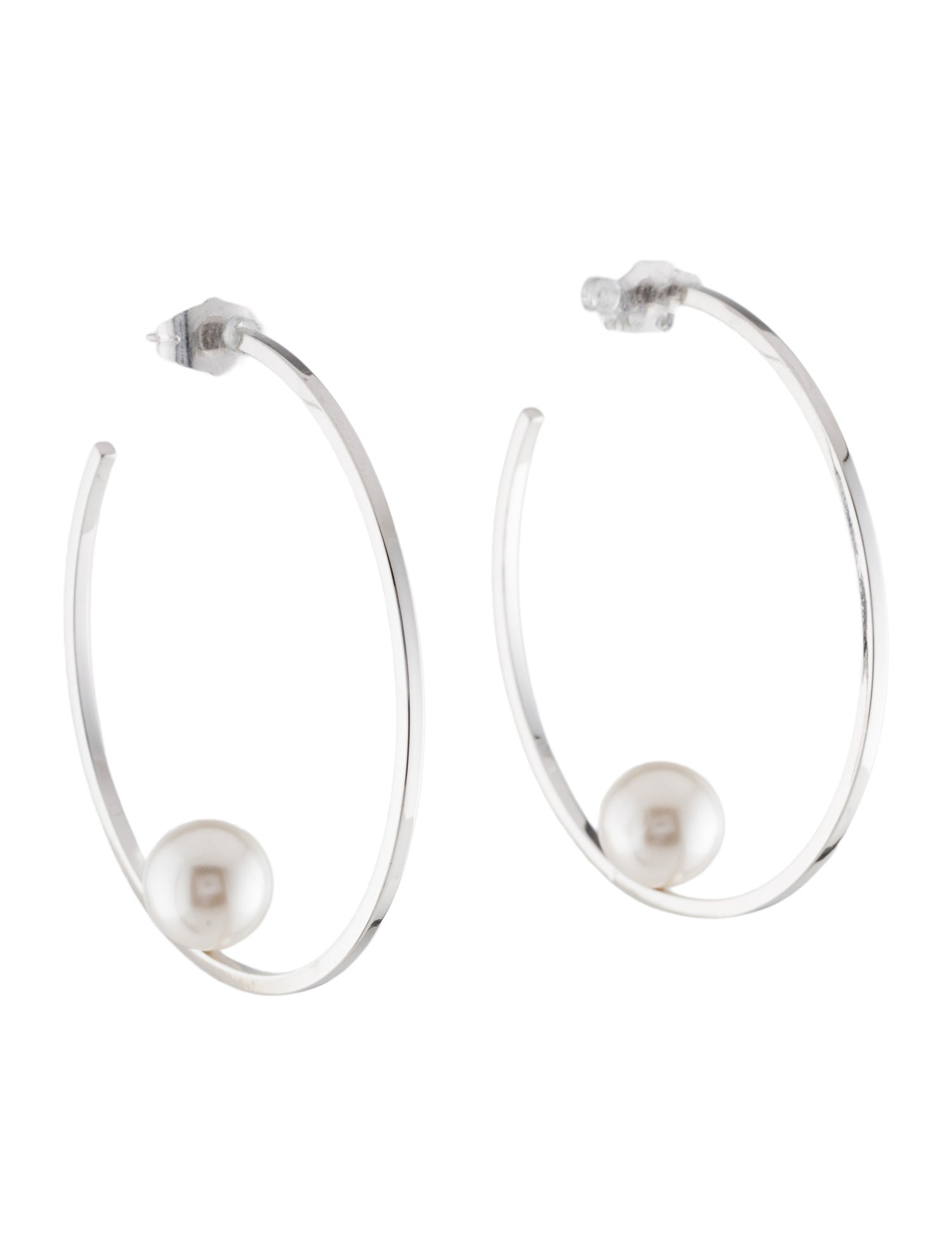 Janis Savitt Faux Pearl Hoop Earrings
