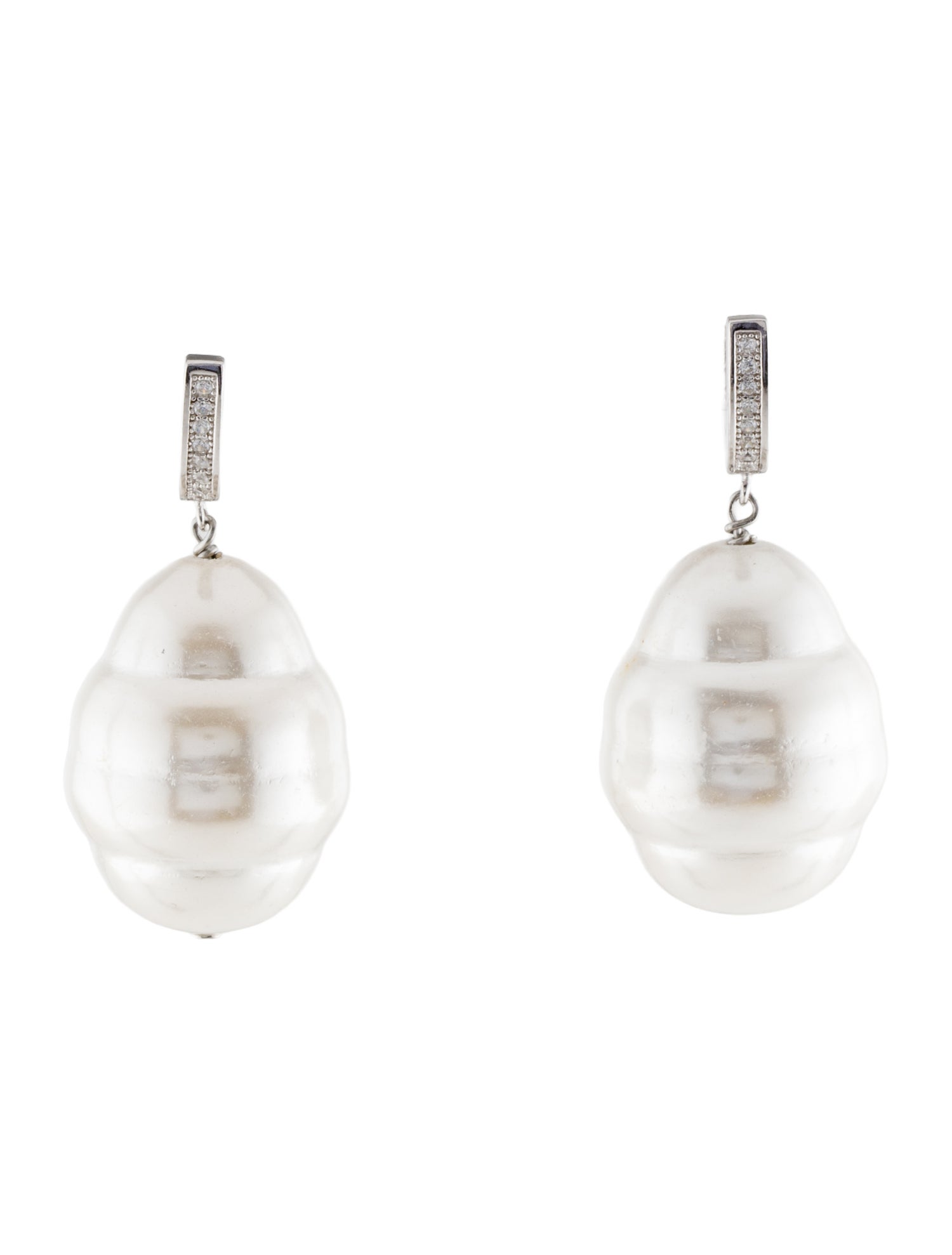 Janis Savitt Oprah's Favorite Faux Pearl & Cubic Zirconia Drop Earrings