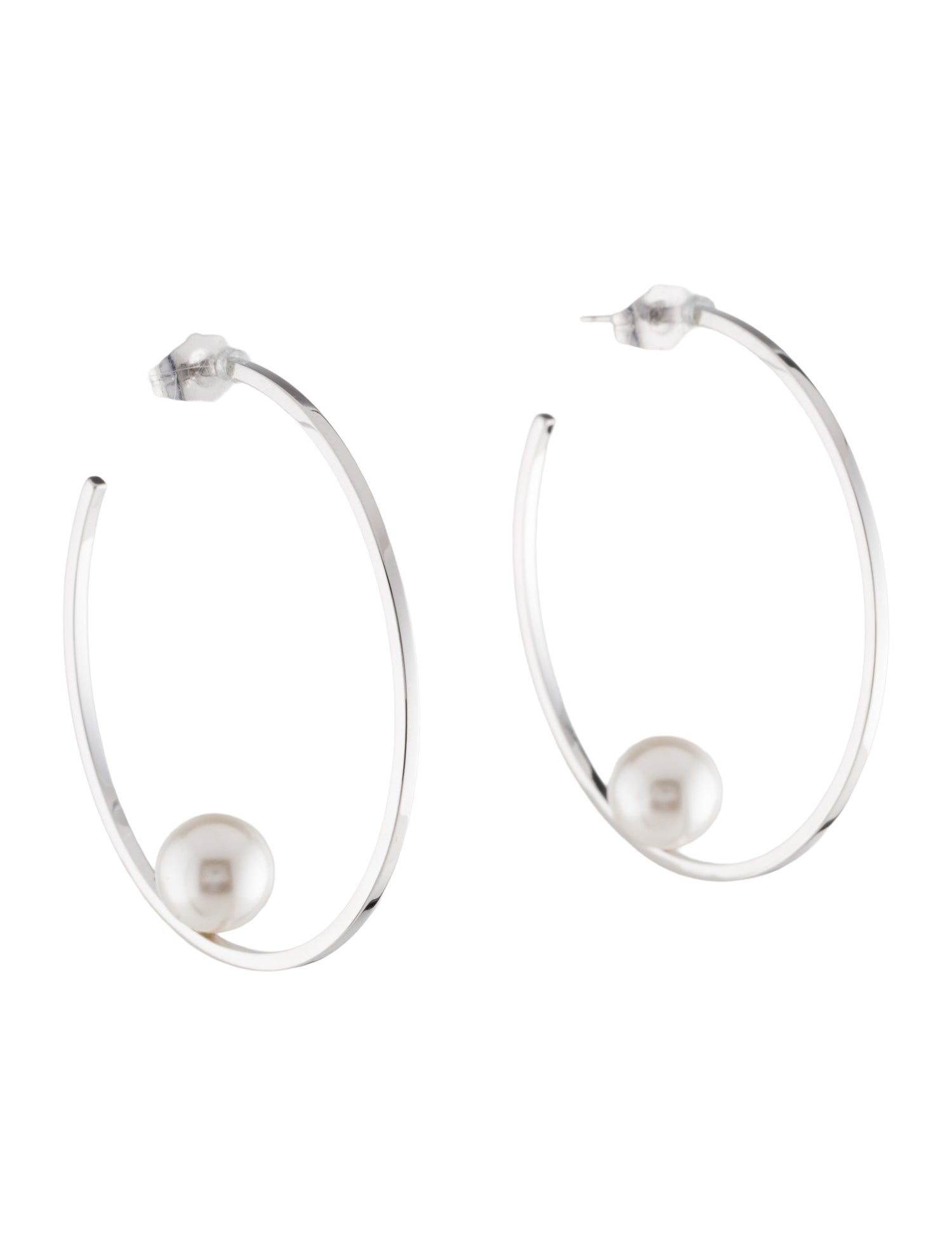 Janis Savitt Faux Pearl Hoop Earrings