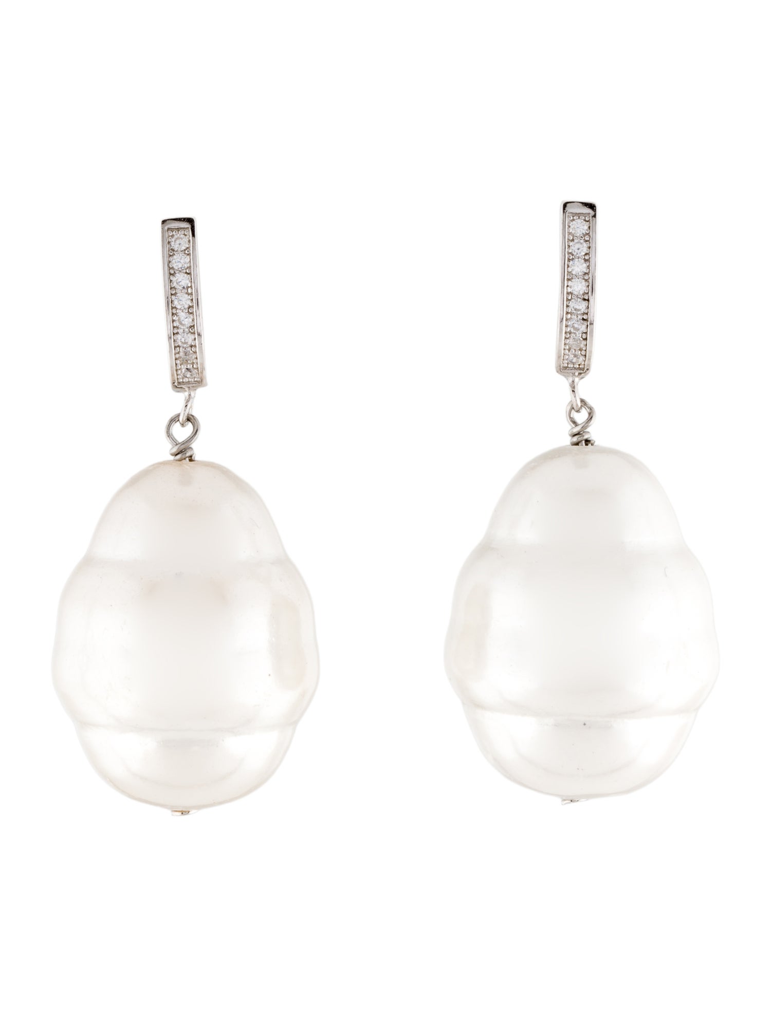 Janis Savitt Faux Pearl & Cubic Zirconia Oprah's Favorite Drop Earrings