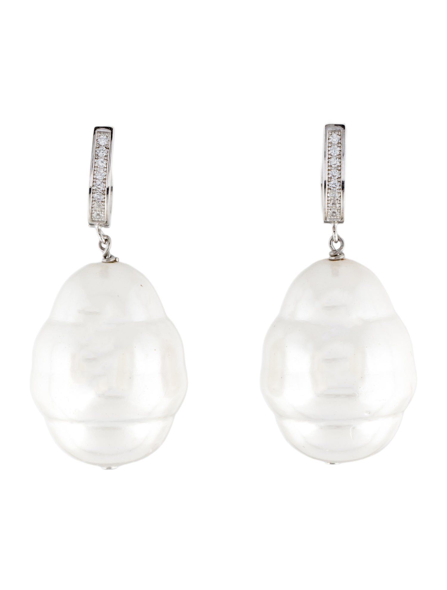 Janis Savitt Faux Pearl & Crystal Drop Earrings