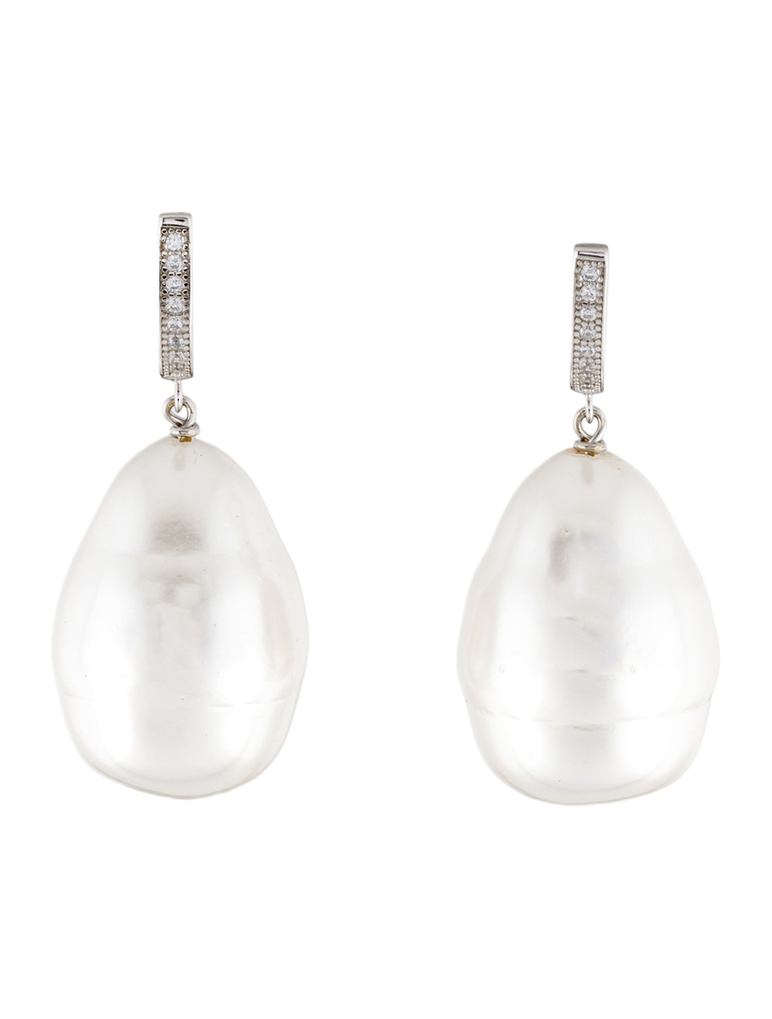 Janis Savitt Faux Pearl & Crystal Drop Earrings