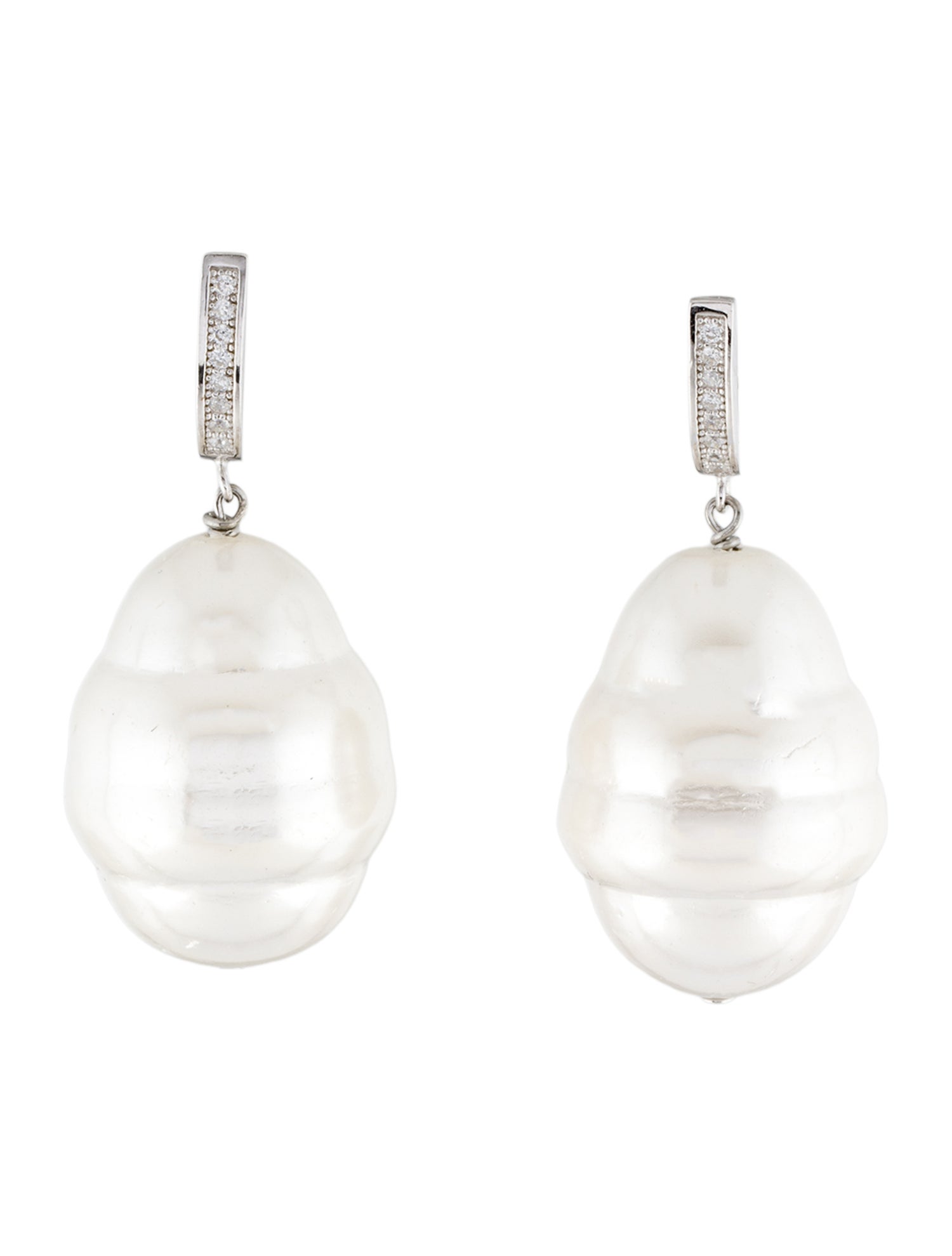 Janis Savitt Faux Pearl & Crystal Drop Earrings