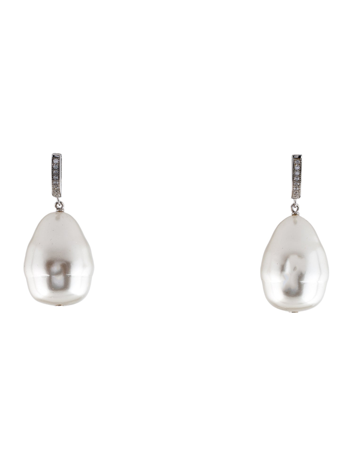 Janis Savitt Faux Pearl & Cubic Zirconia Oprah's Favorite Drop Earrings
