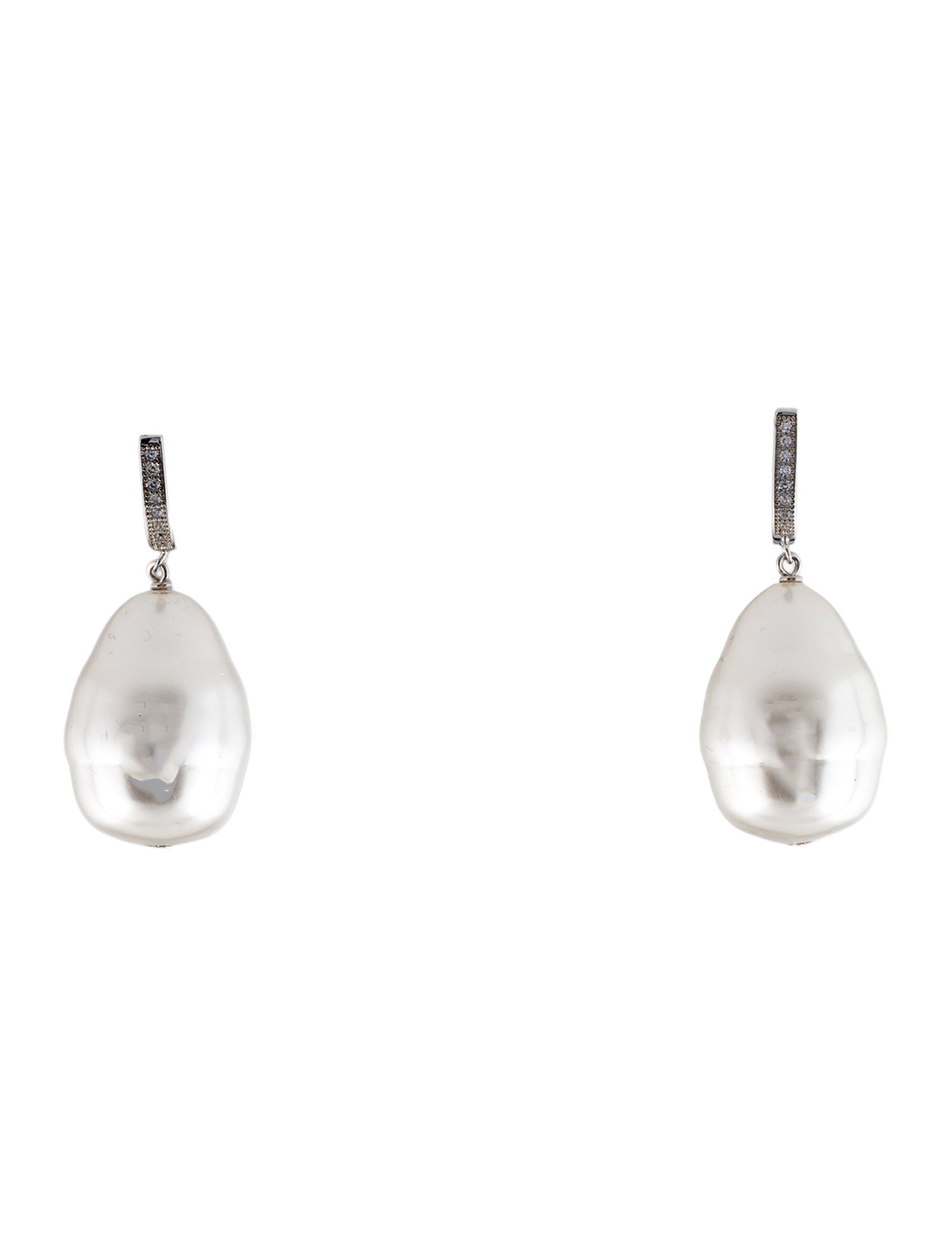 Janis Savitt Faux Pearl & Cubic Zirconia Oprah's Favorite Drop Earrings