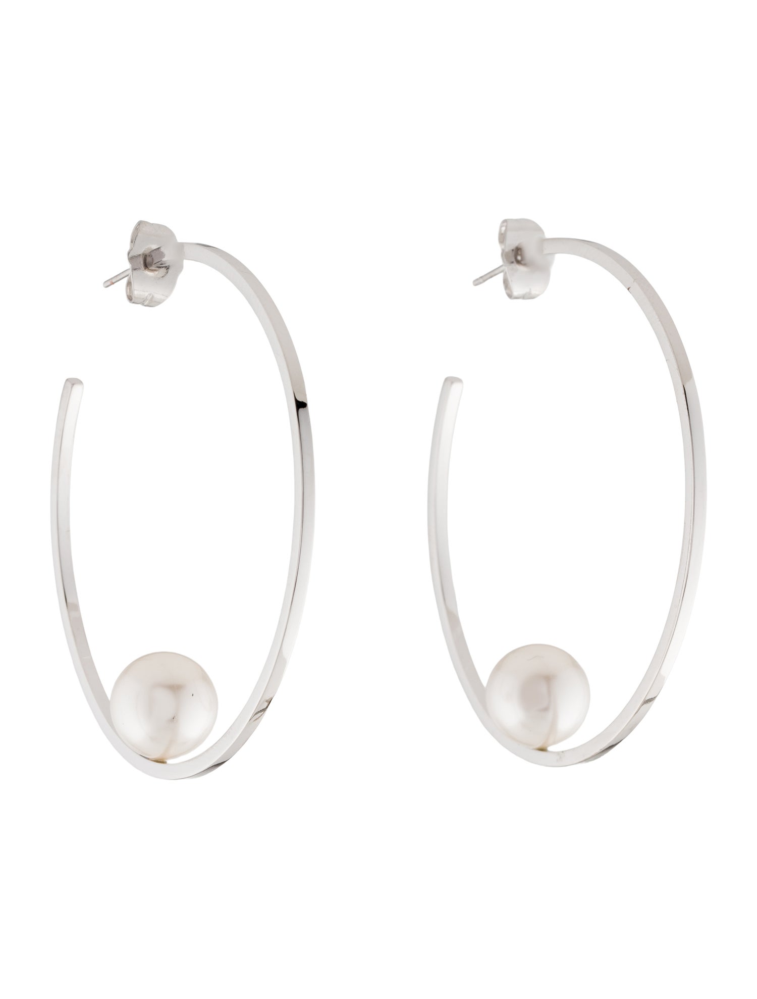 Janis Savitt Faux Pearl Hoop Earrings