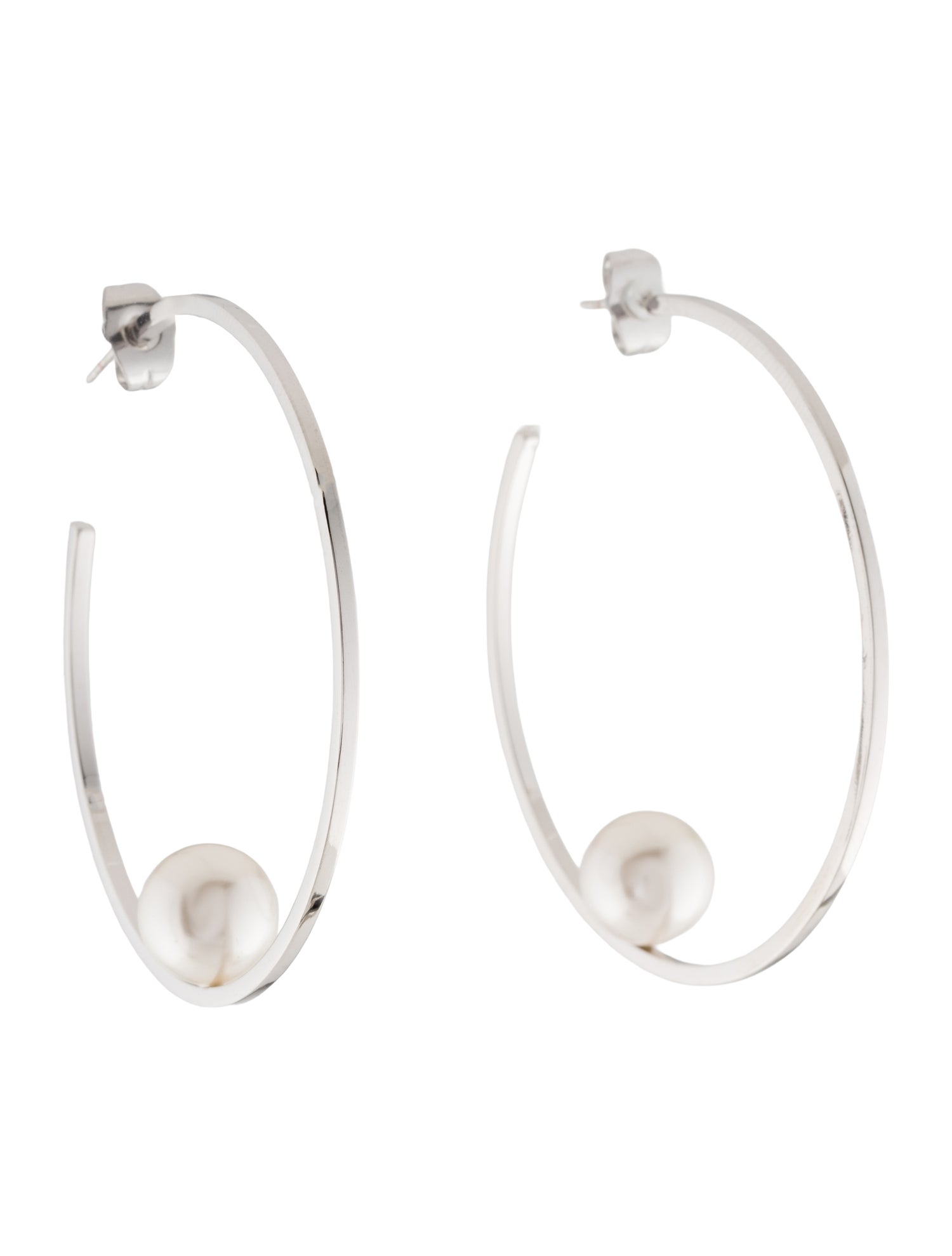 Janis Savitt Faux Pearl Hoop Earrings
