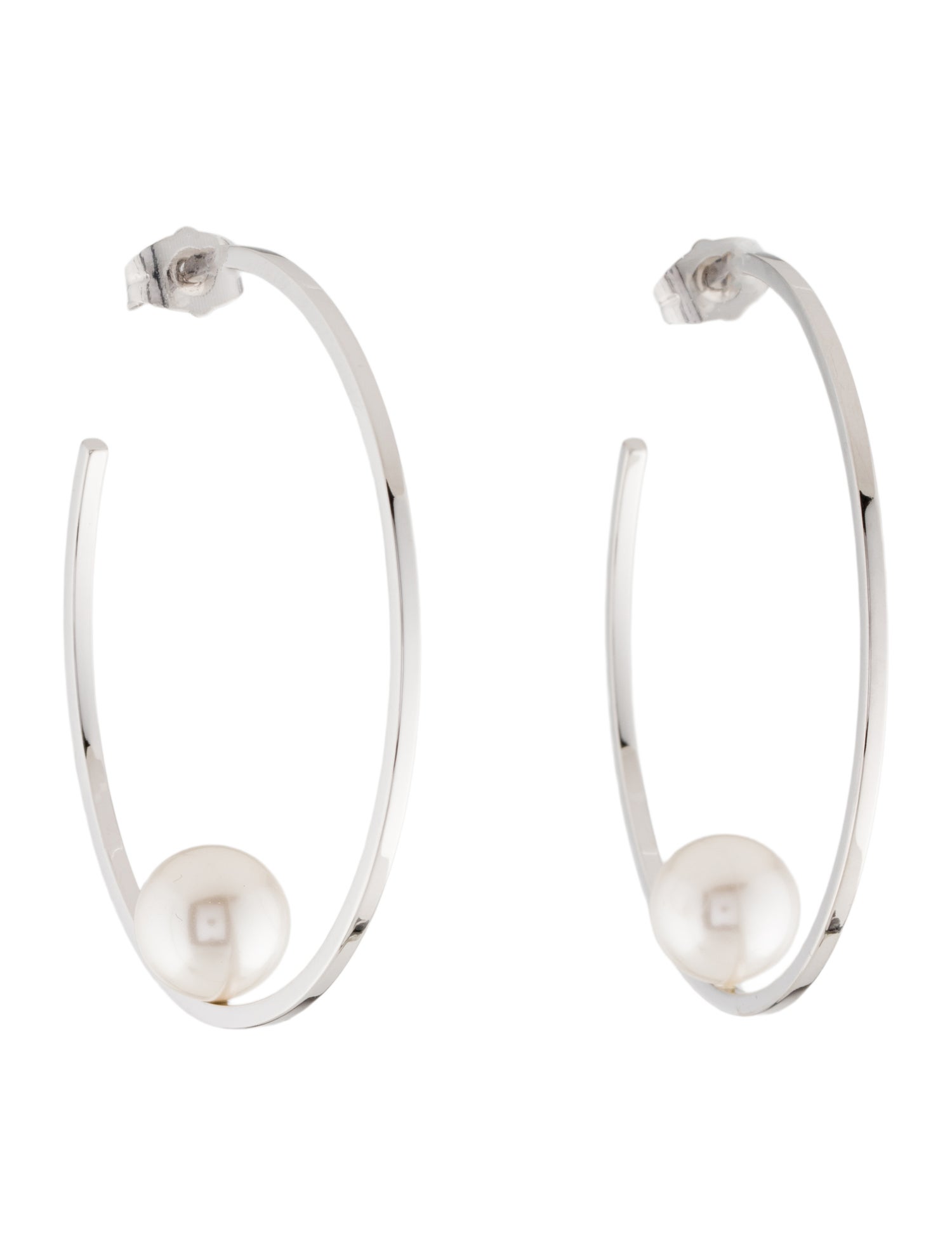 Janis Savitt Faux Pearl Hoop Earrings